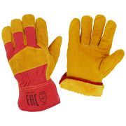 Перчатки спилковые желтые утепленные